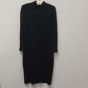 Black knit sweater dress with back zipper details